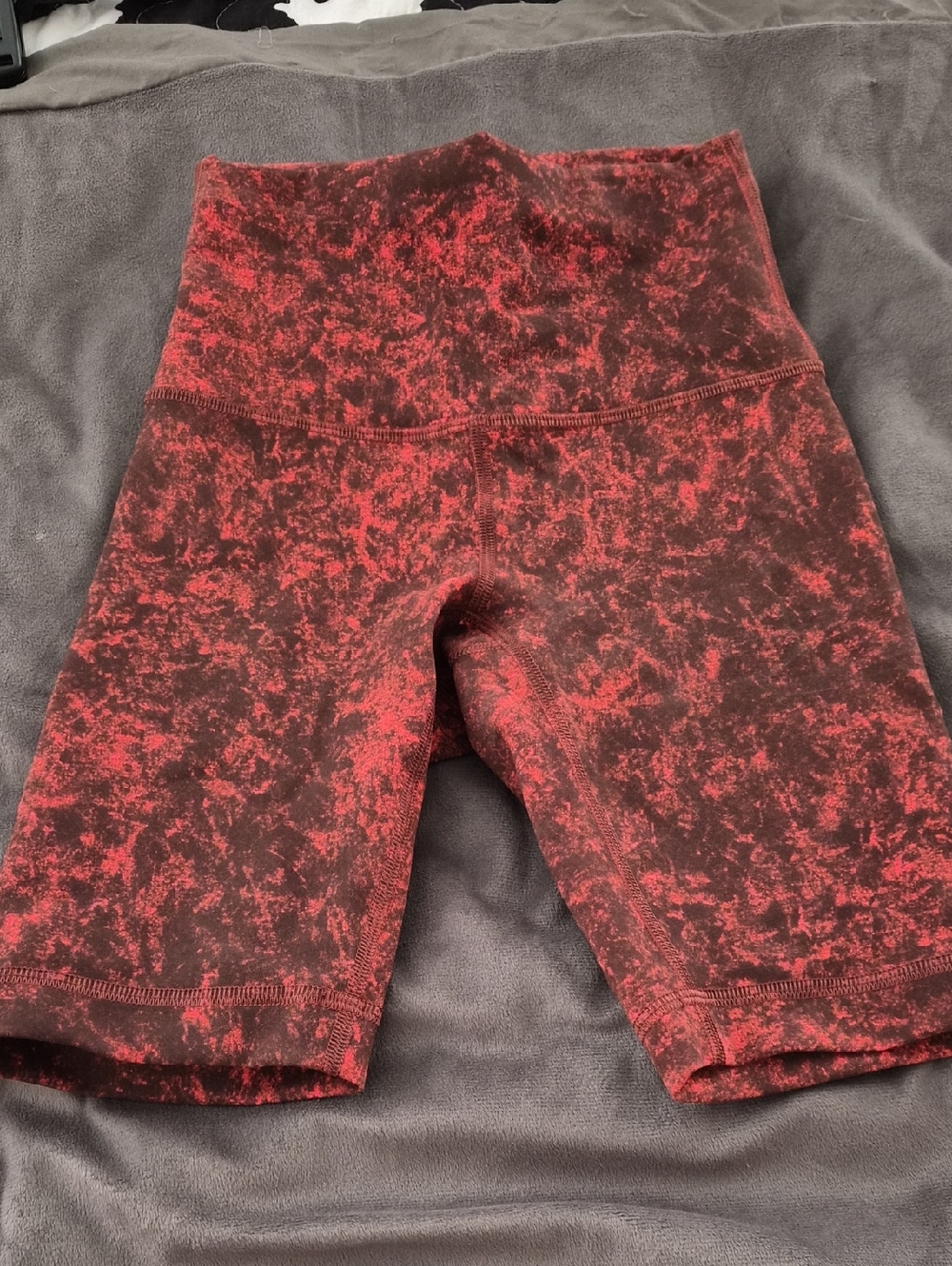 lululemon athletica Red and Black Patterned Bike Shorts